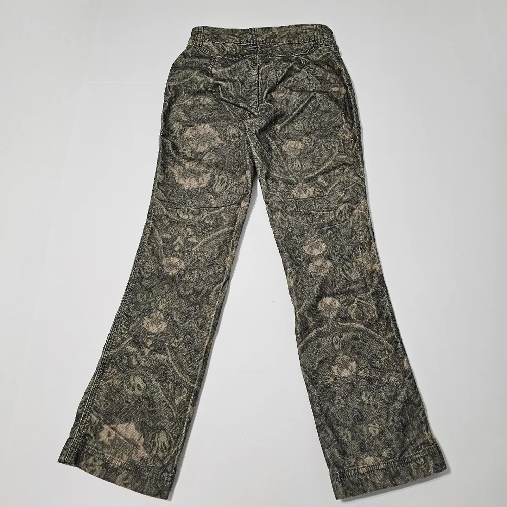 Free People High Times Printed Kick Flare Crop Pants In Olive Combo Women's Sz 2